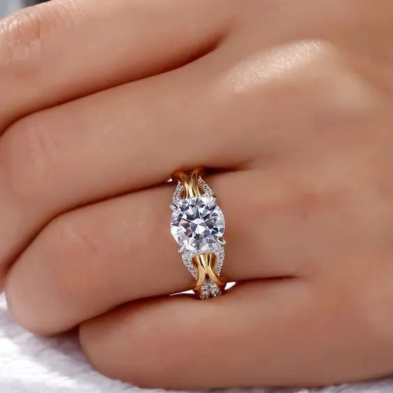 Anillo de Cristal Vintage Oro y Plata