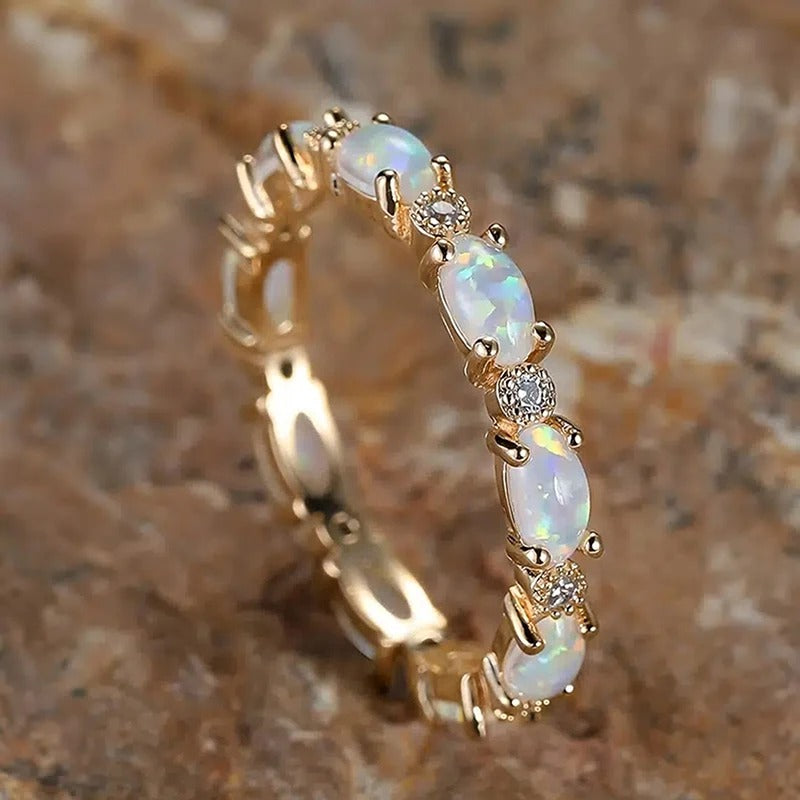 Anillo Eternidad Ópalo Oro Vintage