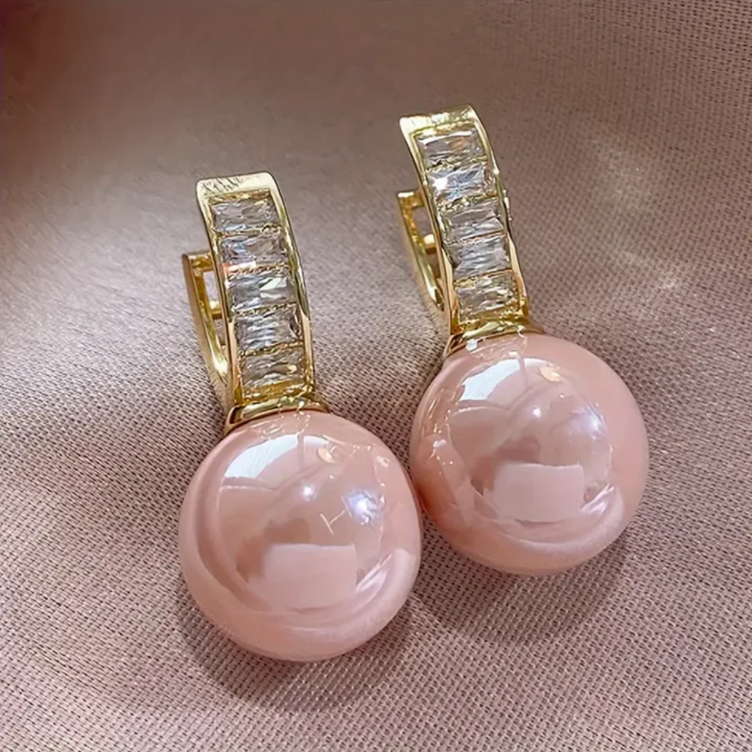 Pendientes de zirconia rosa y oro