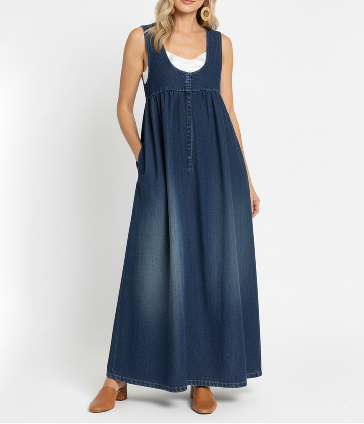 Karen | Vestido de Denim Vintage Lange con Toque Premium Suave