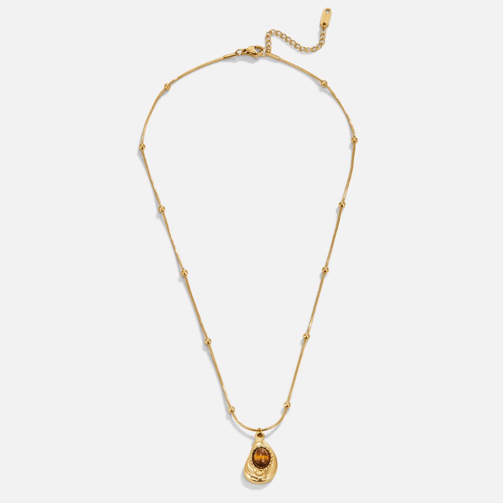 Collar de Oro Elegante con Ojo de Tigre