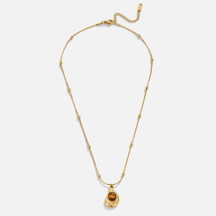 Collar de Oro Elegante con Ojo de Tigre