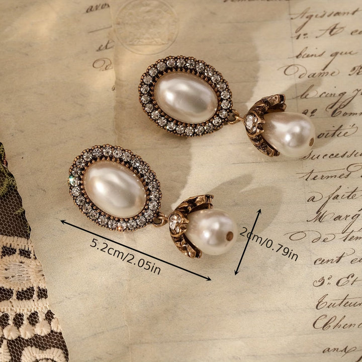 Pendientes colgantes vintage de perlas