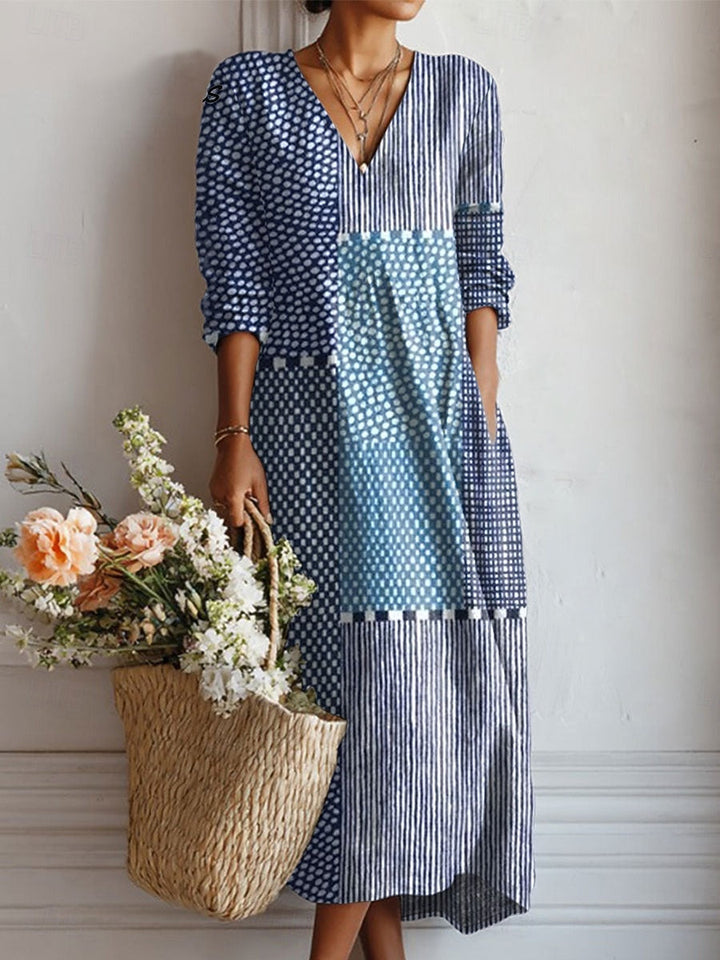 Clemencia | Vestido largo con mosaico azul